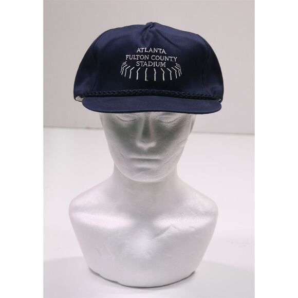 Atlanta Fulton County Stadium Vintage Braves Hat Cap w/ Leather Strap Rope USA - Picture 1 of 8